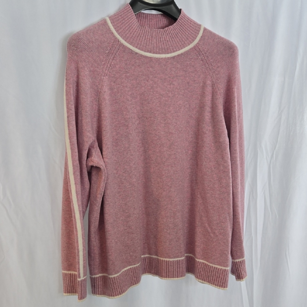 J. Jill Mauve Turtleneck Sweater with Cream Accents